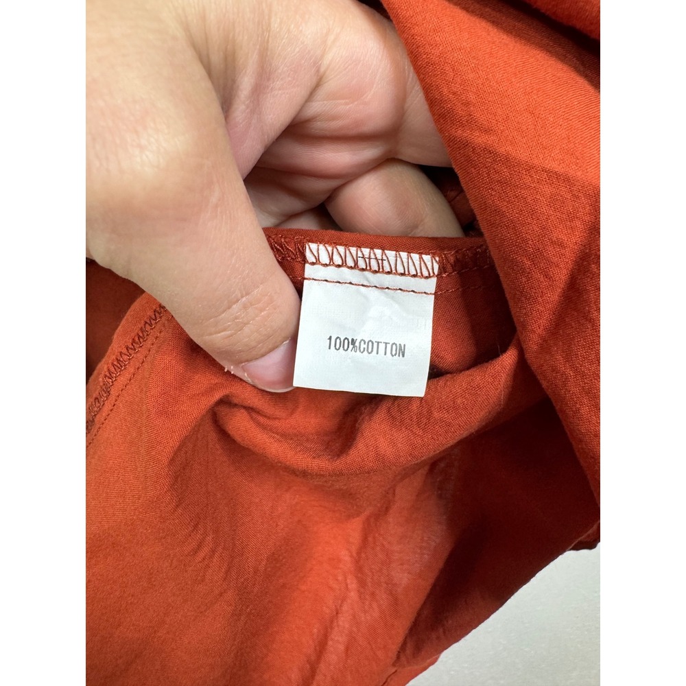 Petal + Pup Rust Orange Smocked Puff Sleeve Cotton Midi Dress Womens Size 4 - Picture 6 of 8